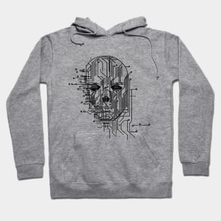 Retro Futuristic Sci-fi Microchip Portrait Hoodie